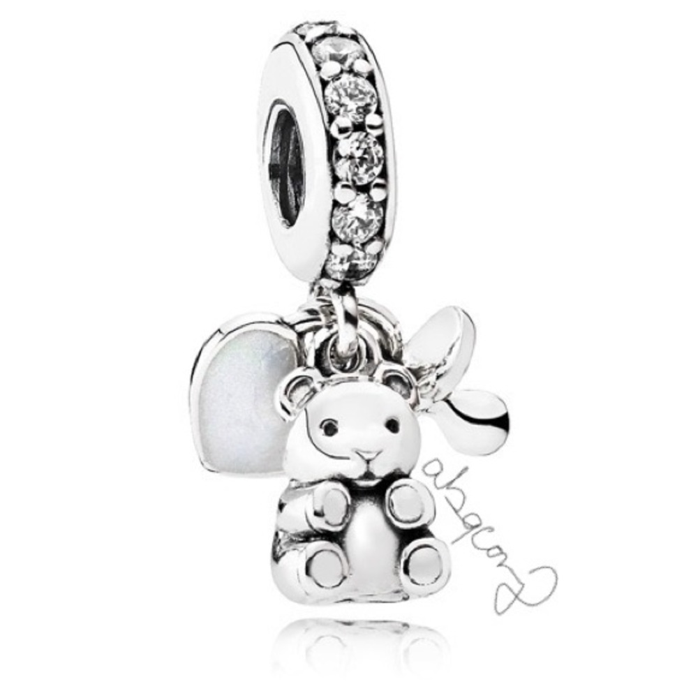 EUC Pandora 792100CZ Sterling Silver Baby Treasures Dangle Charm
